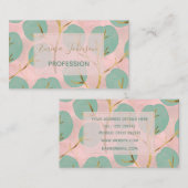 かわいい金ゴールドとミントツリーの形のピンクミニマルパターン 名刺 (正面/裏面)