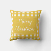かわいい金ゴールドと白メリークリスマスバッファローチェック クッション (裏面)