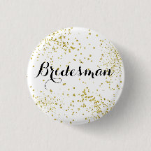 かわいい金ゴールドのグリッターのBridesmanボタン
