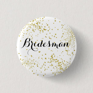かわいい金ゴールドのグリッターのBridesmanボタン 缶バッジ