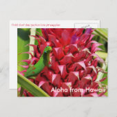 かわいい金ゴールドのダストデイgeckoピンクのパイナップルハワイ ポストカード (正面/裏面)