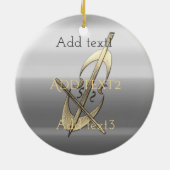 かわいい金ゴールドのチェロ音楽ミュージシャンファン セラミックオーナメント (裏面)