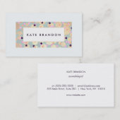 かわいい金ゴールドの円とカラフル紙吹雪ライトブルー 名刺 (正面/裏面)