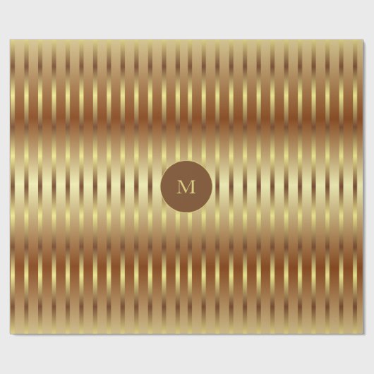 かわいい金ゴールドの背景と金ゴールドのストライプクリスマス ラッピングペーパー (フラット)