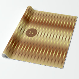 かわいい金ゴールドの背景と金ゴールドのストライプクリスマス ラッピングペーパー