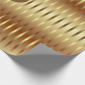 かわいい金ゴールドの背景と金ゴールドのストライプクリスマス ラッピングペーパー (角)