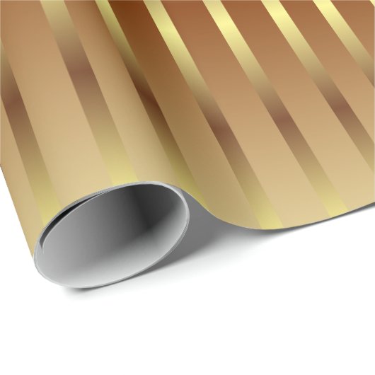 かわいい金ゴールドの背景と金ゴールドのストライプクリスマス ラッピングペーパー (ロールコーナー)