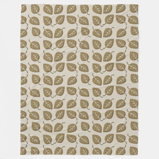 かわいい金ゴールドの葉のパターン毛布 フリースブランケット (正面)