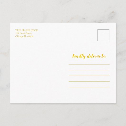 かわいい金ゴールドの葉ハッピーホリデーフォトクリスマス ポストカード (裏面)