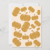 かわいい金ゴールドカボチャ秋モダンの赤ちゃん 招待状 (裏面)