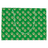 かわいい金ゴールドグリッターポープリントペットラバーグリーン ラージペーパーバッグ (裏面)