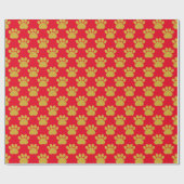 かわいい金ゴールドグリッターポープリントペットラバーレッド ラッピングペーパー (フラット)