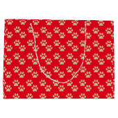 かわいい金ゴールドグリッターポープリントペットラバーレッド ラージペーパーバッグ (裏面)