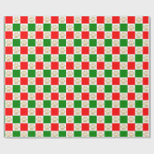 かわいい金ゴールドグリッターポープリントレッドグリーン市松模様に ラッピングペーパー (フラット)