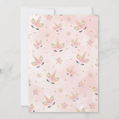 かわいい金ゴールドグリッターユニコーン誕生日 招待状 (裏面)