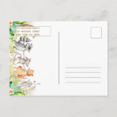 かわいい金ゴールドグリーンブラウンフローラ動物の赤ちゃんシャワー インビテーションポストカード (裏面)