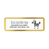 かわいい金ゴールドサファリゼブラベビーシャワー差出人住所 ラベル (正面)