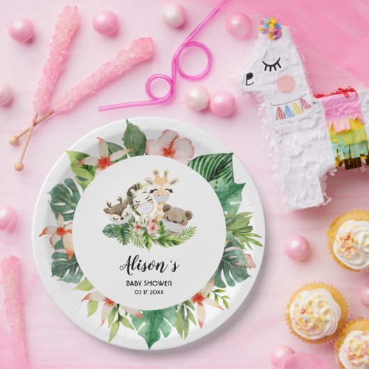 かわいい金ゴールドサファリフレンズ |ベビーシャワー紙プレート ペーパープレート (パーティー)