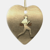 かわいい金ゴールドジョガー陸上競技マラソン セラミックオーナメント (右)