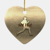 かわいい金ゴールドジョガー陸上競技マラソン セラミックオーナメント (裏面)