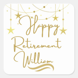 かわいい金ゴールドスクリプトhappy retiment スクエアシール