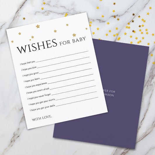 かわいい金ゴールドスターがベビーアドバイスカードを願う