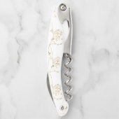 かわいい金ゴールドストロークラマ動物の白いパターン ソムリエナイフ (裏面)