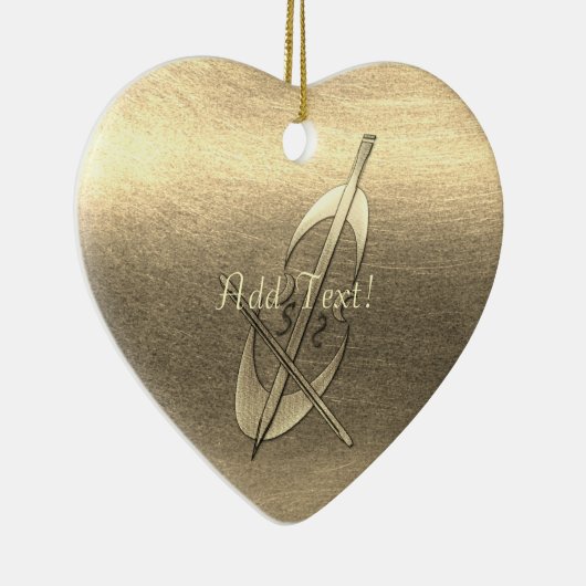 かわいい金ゴールドチェロ音楽の追加文字オーナメント セラミックオーナメント (右)