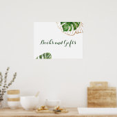 かわいい金ゴールドトロピカルパーム男女兼用ベビーシャワー ポスター (キッチン)