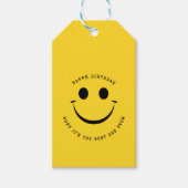 かわいい金ゴールドハッピー顔誕生日 ギフトタグ (正面)