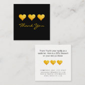 かわいい金ゴールドハートありがとう 割引カード (正面/裏面)