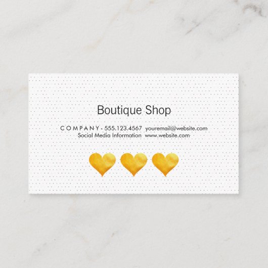 かわいい金ゴールドハートありがとう 名刺 (裏面)