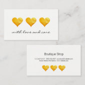 かわいい金ゴールドハートありがとう 名刺 (正面/裏面)