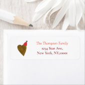 かわいい金ゴールドハートクリスマスハット差出人住所ラベル ラベル (インサイチュ)