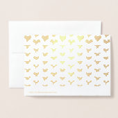 かわいい金ゴールドハートパターンミニマルモダンリスト 箔カード (裏面封筒付き)