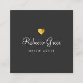 かわいい金ゴールドハートブラック美しいコンサルタント スクエア名刺 (正面)