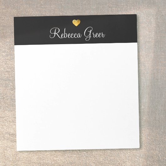 かわいい金ゴールドハートブラック美しいコンサルタント ノートパッド