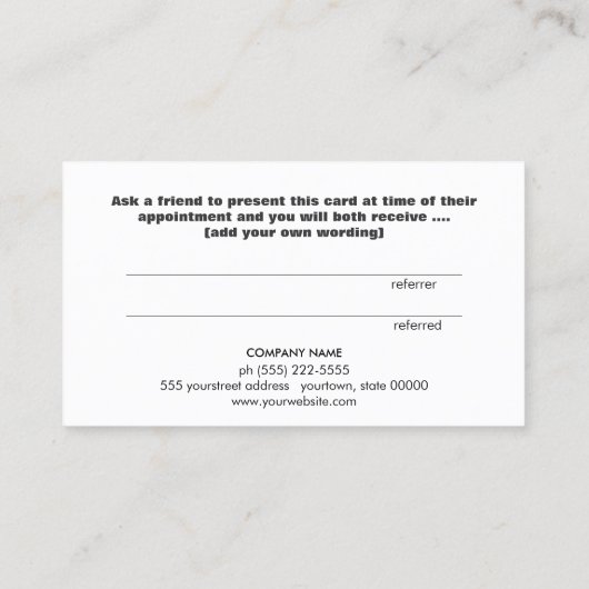 かわいい金ゴールドハートホワイトカスタマー紹介カード 紹介カード (裏面)