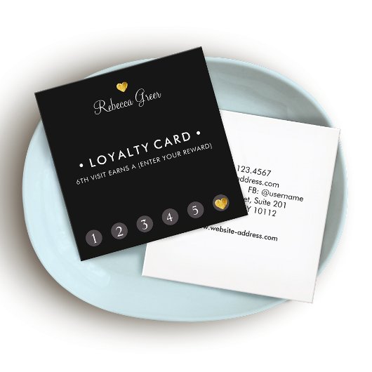 かわいい金ゴールドハート6パンチカスタマーロイヤリティスクエア ロイヤリティカード