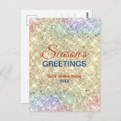 かわいい金ゴールドフェイクグリッタークリスマス新年 ポストカード (正面/裏面)