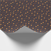 かわいい金ゴールドフラワースターブルーブラック ラッピングペーパー (角)