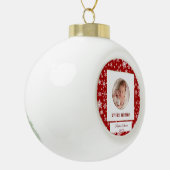 かわいい金ゴールドフレーム私の初めてのクリスマスベビー写真セラ セラミックボールオーナメント (左)