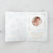 かわいい金ゴールドフレーム私の初めてのクリスマスベビー写真 カード (内部)