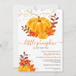 かわいい金ゴールドフローラカボチャ水カラーベビーシャワー 招待状