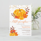 かわいい金ゴールドフローラカボチャ水カラーベビーシャワー 招待状 (スタンド正面)