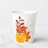 かわいい金ゴールドフローラカボチャ水カラーベビーシャワー 紙コップ (裏面)