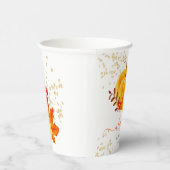 かわいい金ゴールドフローラカボチャ水カラーベビーシャワー 紙コップ (右)