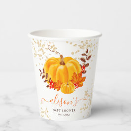 かわいい金ゴールドフローラカボチャ水カラーベビーシャワー 紙コップ