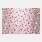 かわいい金ゴールドブルーバラ金ゴールドユニコーンパターズ ラッピングペーパーシート (正面3)