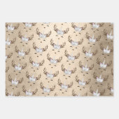 かわいい金ゴールドブルーバラ金ゴールドユニコーンパターズ ラッピングペーパーシート (正面)